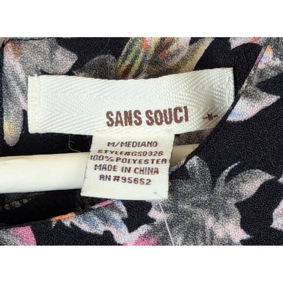 Sans Souchi Women size M Floral Sheath Dress Short Sleeve Office Zip Career Fun - Picture 5 of 11